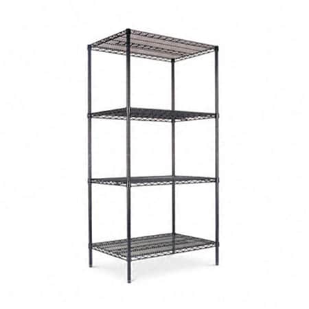 Fine-Line Industrial Wire Shelving Starter Kit 4 Shelves 36w x 24d x 72h Black FI2524436